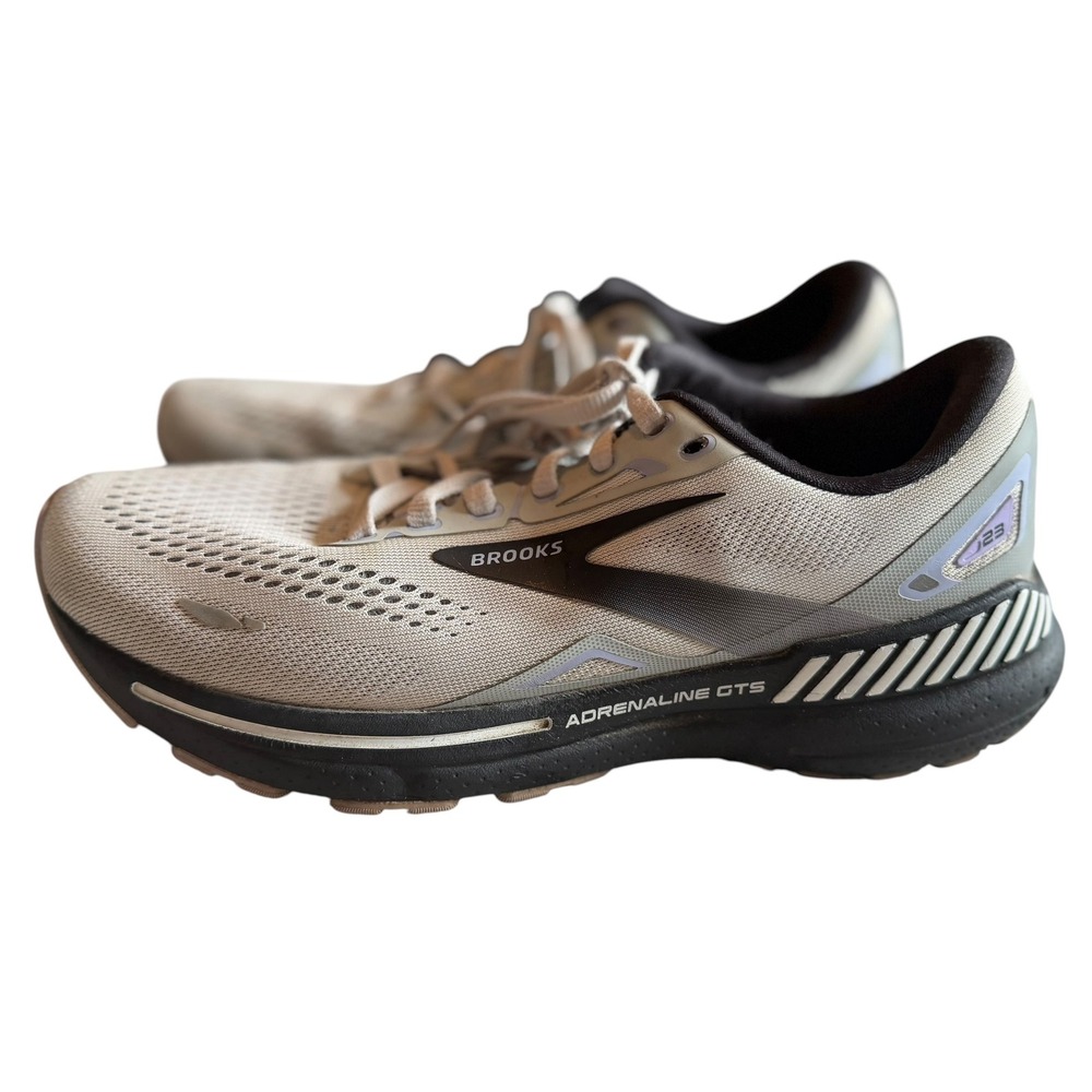 Brooks Adrenaline GTS 23 Womens Running Shoes Grey Black Purple Low Top Sneakers